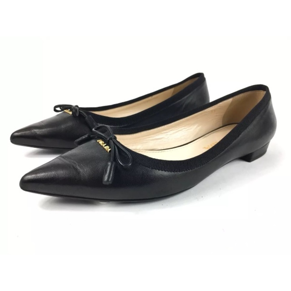 Size 5 / 35 PRADA Black Calf Leather Flats - Picture 6 of 12